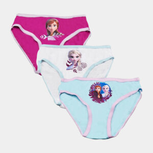 Pack de 3 bragas Frozen para niñas, color rosa, azul y blanco