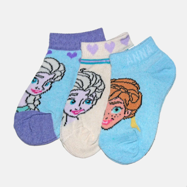 Pack de 3 calcetines de Frozen para niñas en celeste y crema