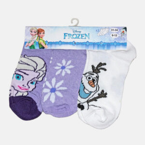 Pack de 3 calcetines de Frozen para niñas en lila y blanco