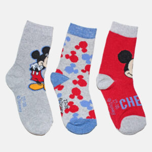 Pack de 3 calcetines de Mickey para niños en rojo y gris