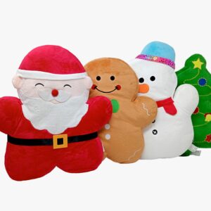 Pack 4 cojines navideños 3d Arbol, papa noel, galleta navidad , hombre nieve 40 cms